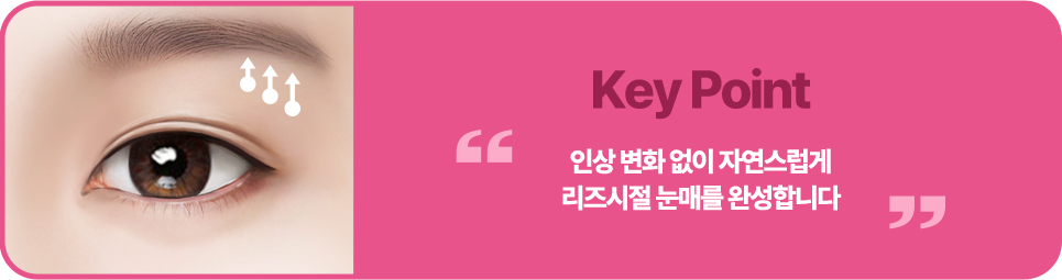 인상 변화 없이 자연스럽게리즈시절 눈매를 완성합니다
