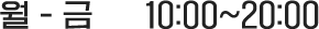 월 - 금 10:00 ~ 20:00