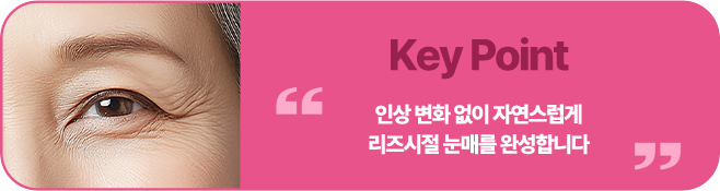 인상 변화 없이 자연스럽게리즈시절 눈매를 완성합니다